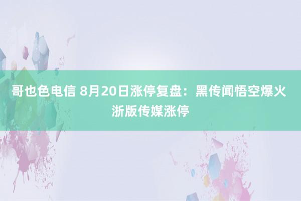 哥也色电信 8月20日涨停复盘:黑传闻悟空爆火 浙版传媒涨停