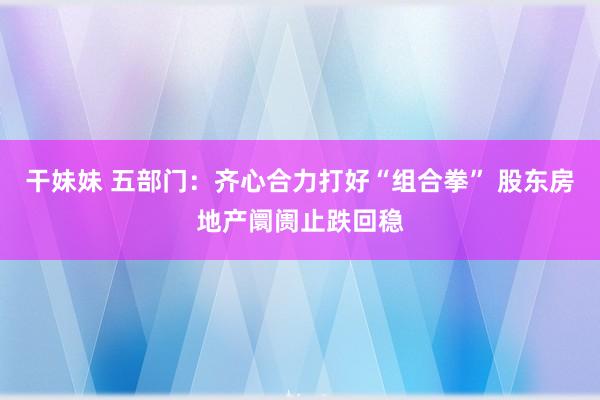 干妹妹 五部门：齐心合力打好“组合拳” 股东房地产阛阓止跌回稳