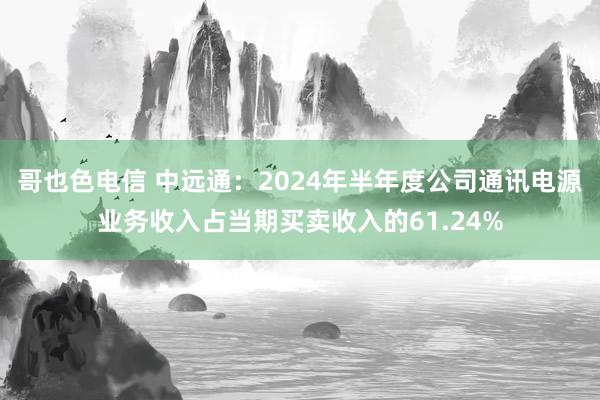 哥也色电信 中远通：2024年半年度公司通讯电源业务收入占当期买卖收入的61.24%